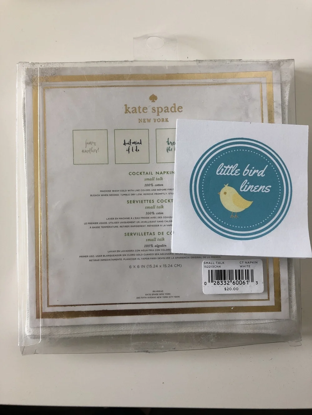 Set/4 Kate Spade Cocktail Napkins Small Talk 6